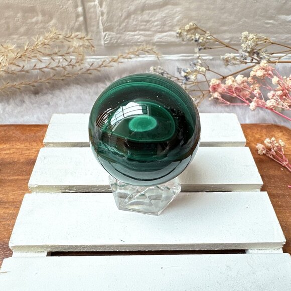 Beautiful Small Malachite Sphere - Picture 2 of 7